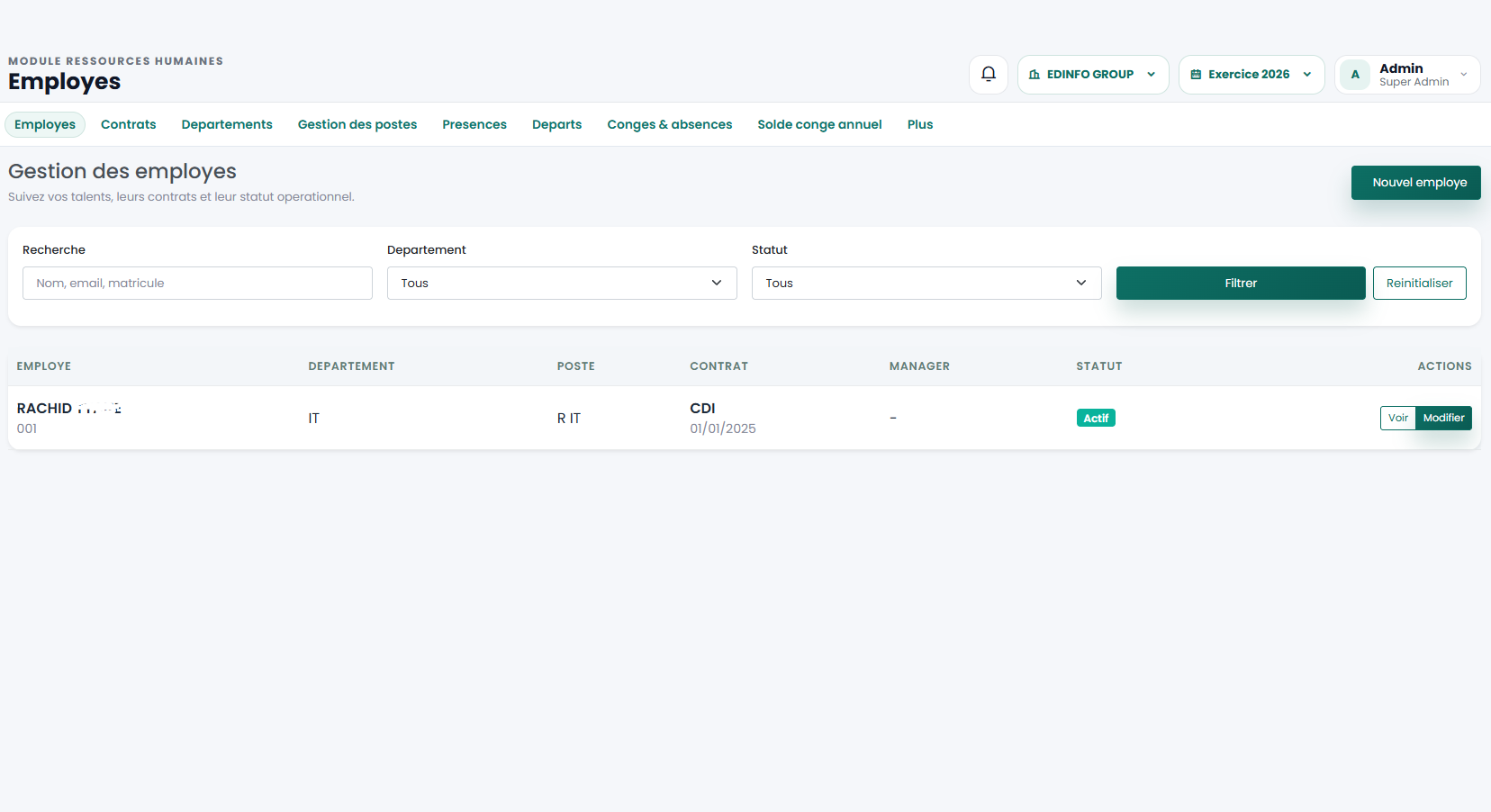 Module employes Line ERP