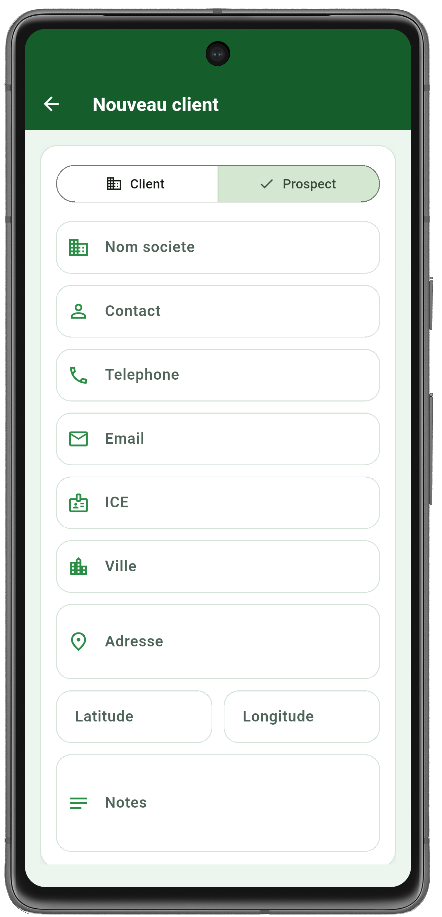 Ajout client Generafi ERP Mobile