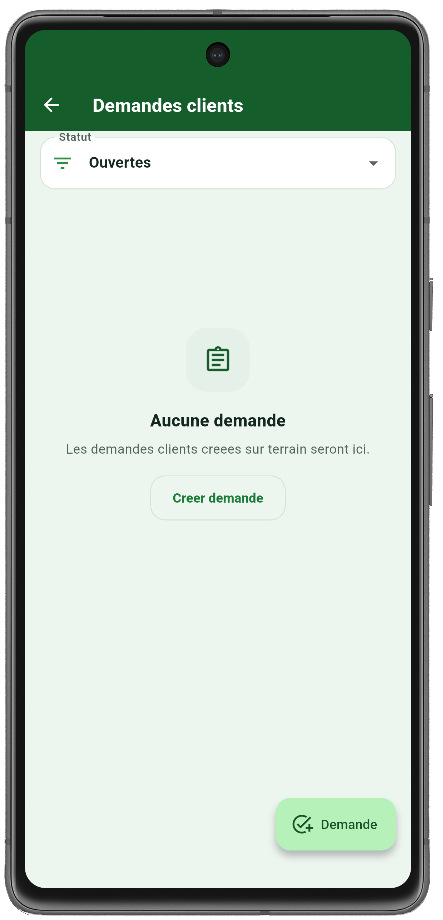 Application mobile demandes clients
