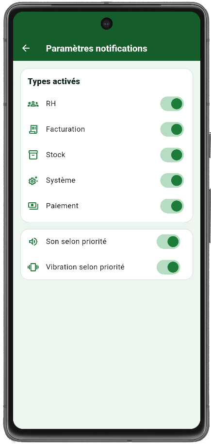 Paramètres Generafi ERP Mobile