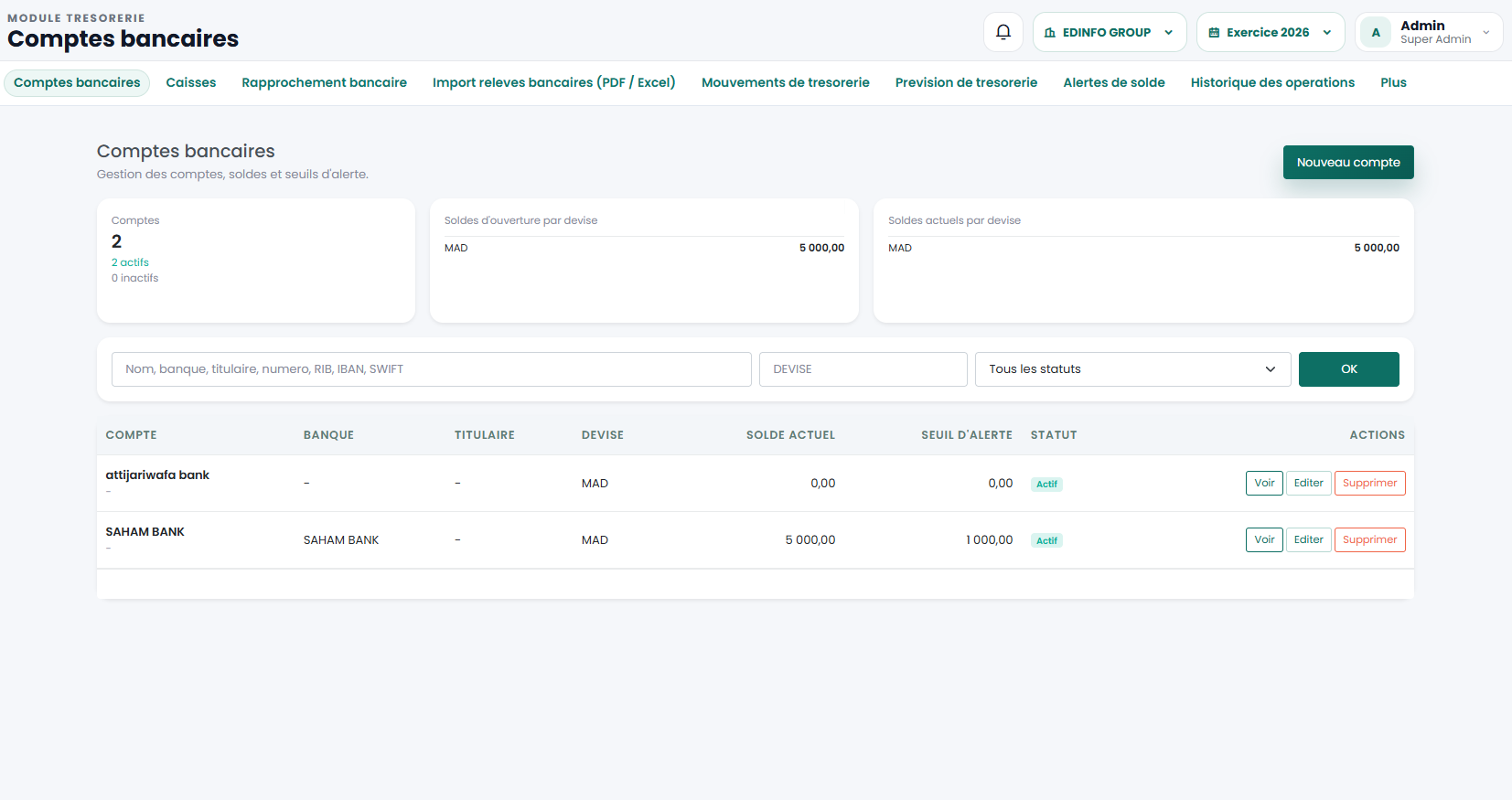 Module de tresorerie Line ERP